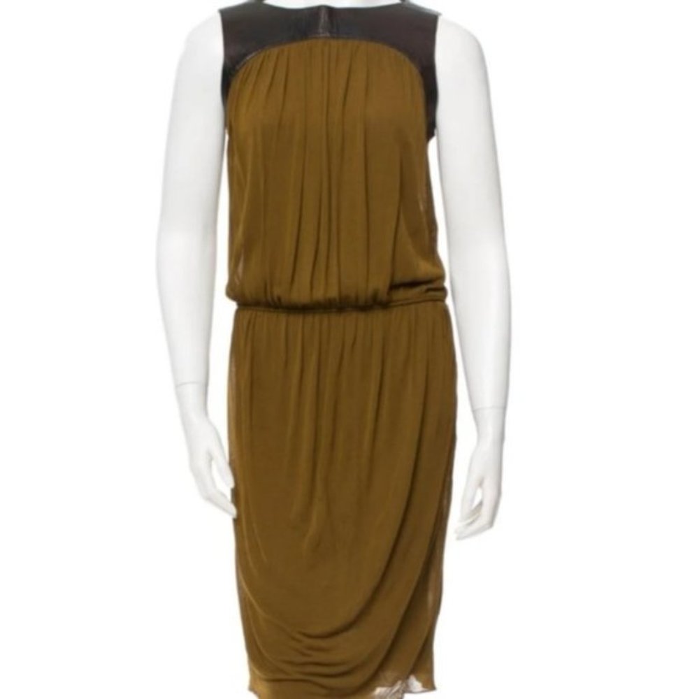 DEREK LAM Leather paneled dress. Sz 6